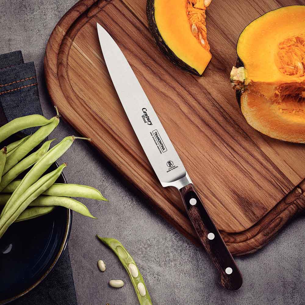 Utility Carving Knife on chopping board with pumpkin - Robins Kitchen