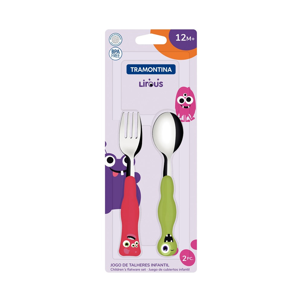 Tramontina 2 Piece Children's Cutlery Set with Monster handles - Robins Kitchen