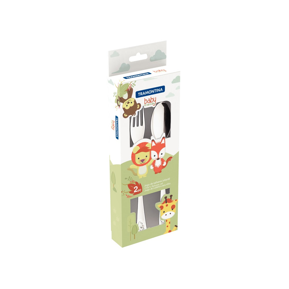 Tramontina 2 Piece Stainless Steel Baby Cutlery Set with fork and spoon - Robins Kitchen